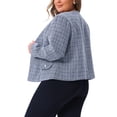 thumbnail image 4 of DARING DIVA Women's Plus Blazer Collarless Long Sleeve Open Front Jacket 4X Blue, 4 of 6