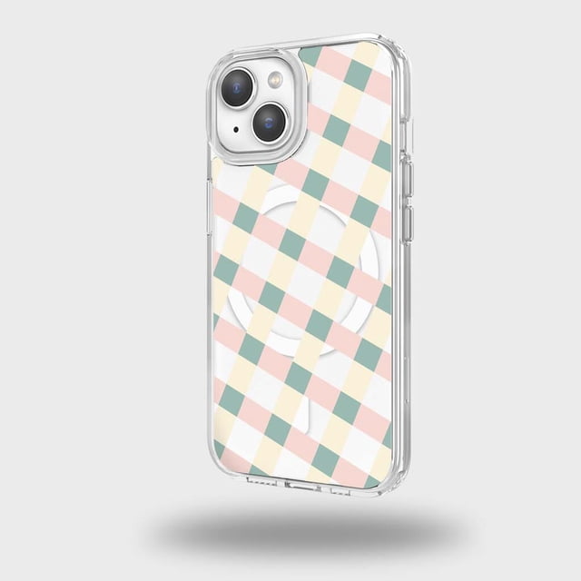 Caseco Étui Transparent pour iPhone 14 - Design à Treillis Clair