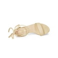 thumbnail image 4 of BLISSFUL STEP Women's Sandals Solid Summer Block Heels Lace up Sandals Beige 7, 4 of 8