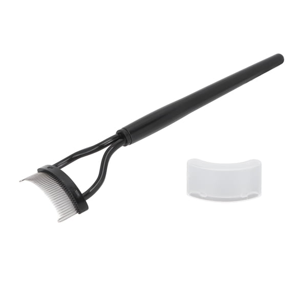 Cepillo Para Pestañas, Peine, Diseño Curvo, Cubierta Separada, Material De Acero Inoxidable, Recto Negro, Separador De Pestañas Para El Cuidado De La Belleza
