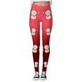 thumbnail image 3 of Fsqjgq Womens Leggings Fall Winter Holiday Christmas Printed Workout Leggings Casual Seamless Boot Pants Sports Tights Joggers L Red, 3 of 5