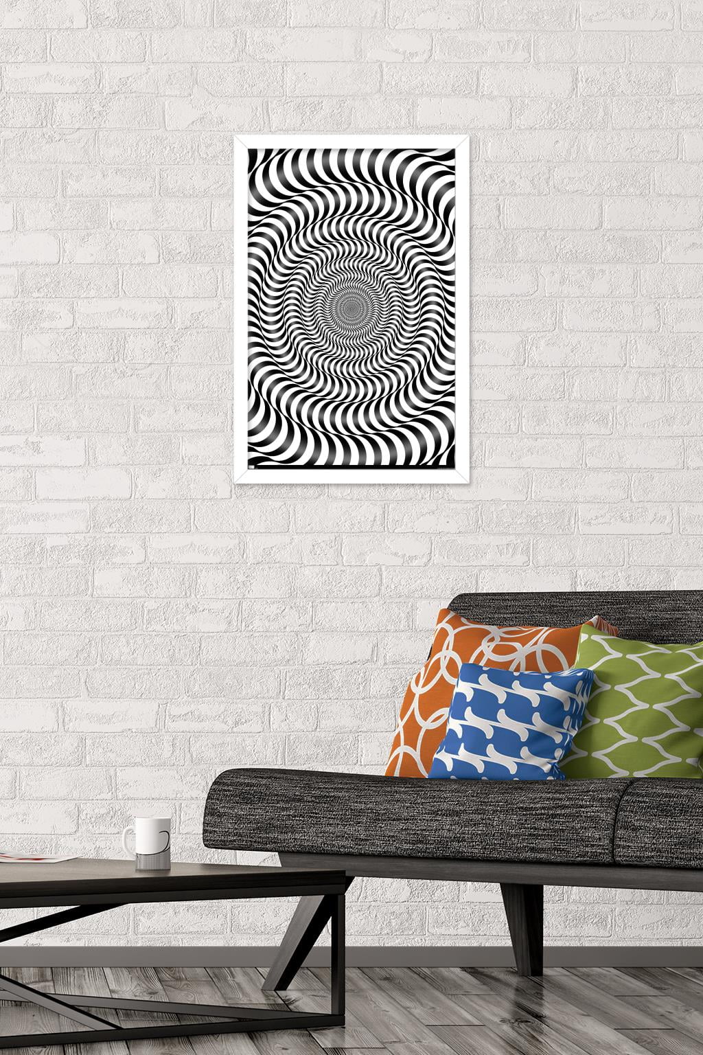 Zebra Stripe Optical Illusion Wall Poster, 14.725" x 22.375" Framed