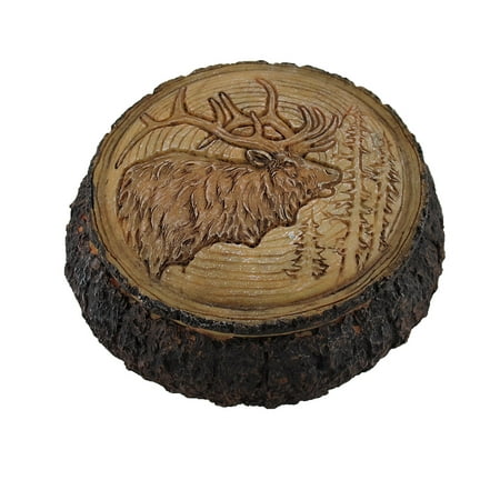 Elk Head Trinket Box Carved Wood Look Stash Box