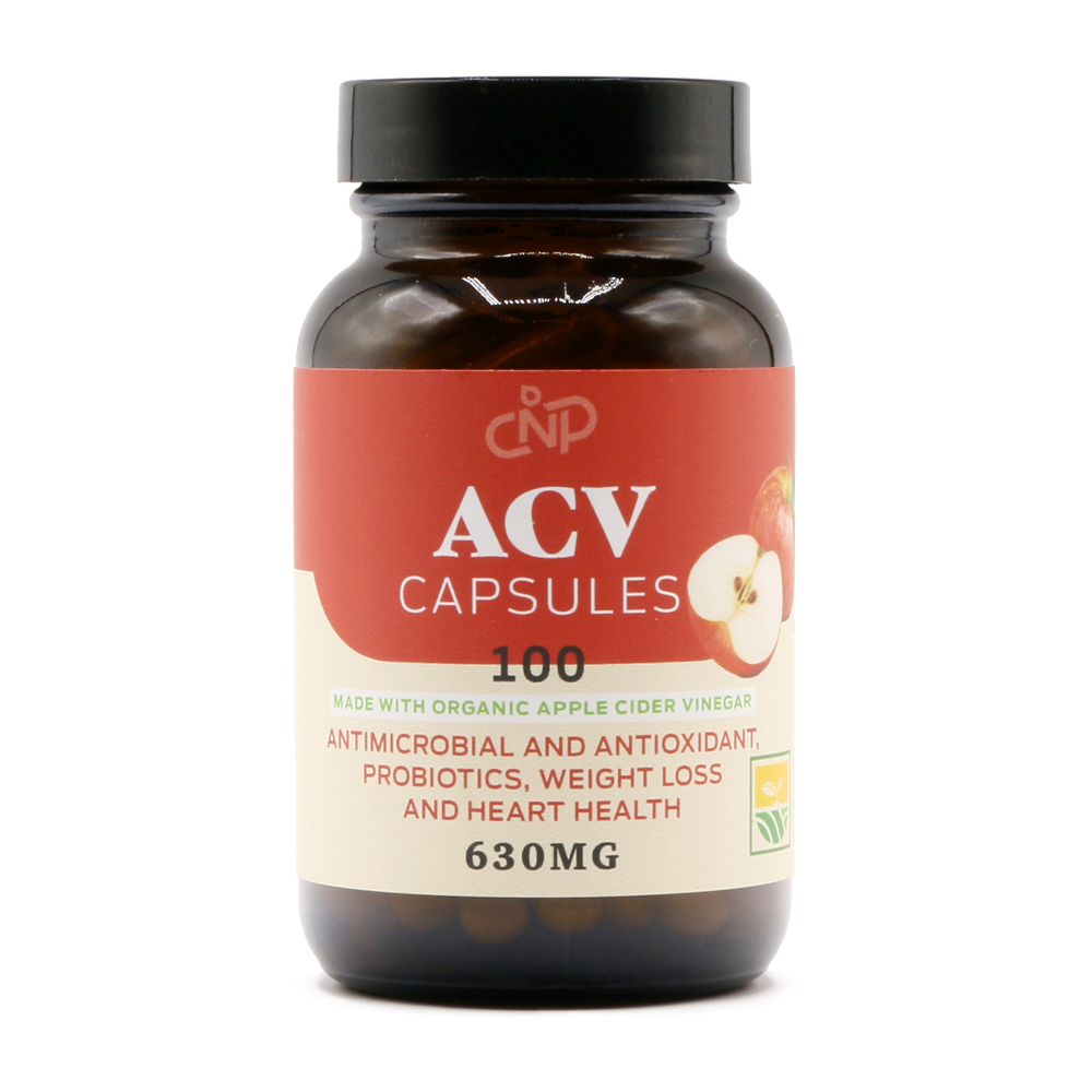 Organic Apple Cider Vinegar Capsules 630mg 100 Pills Pure ACV with The Mother, Organic Diet