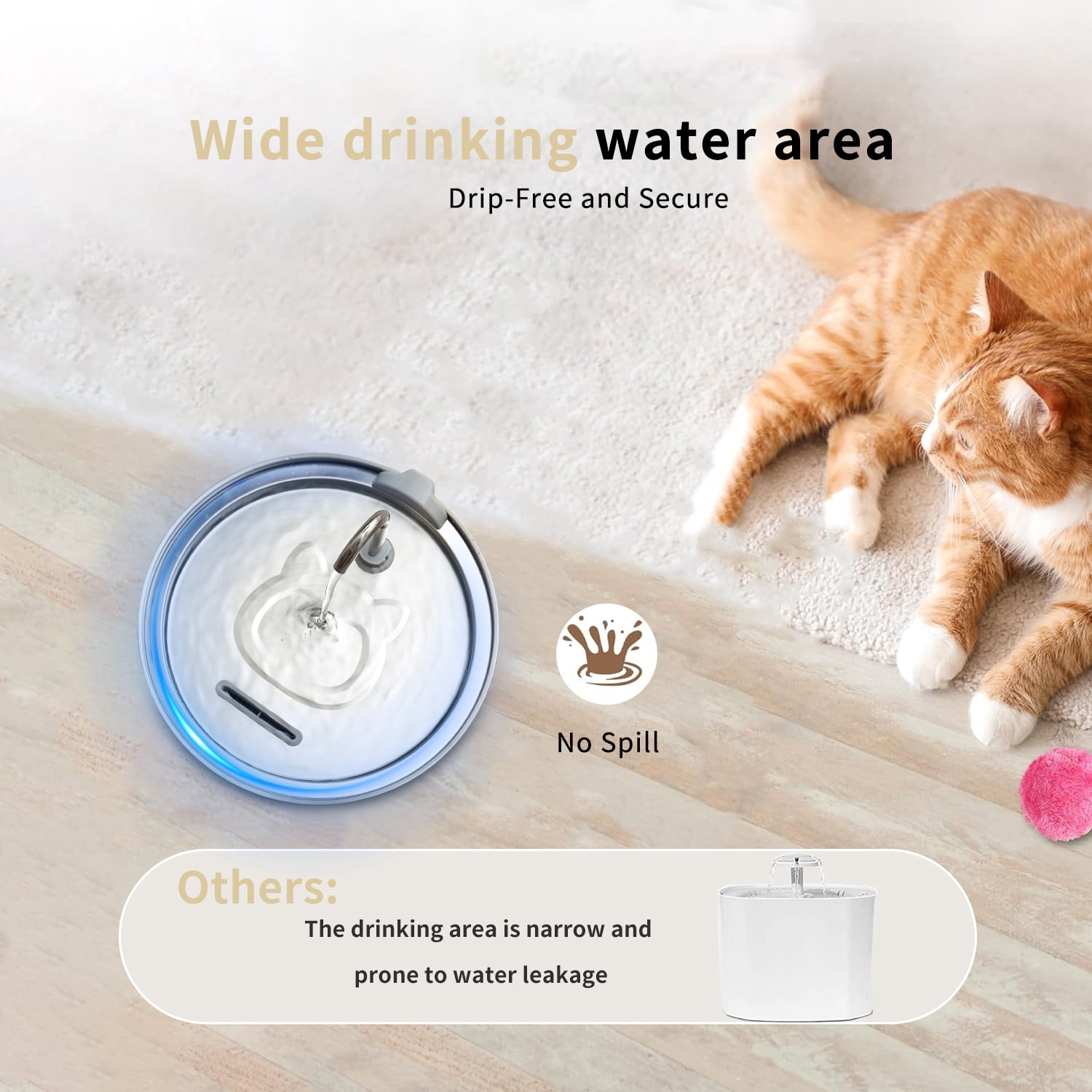 Petavista 3L/105oz Automatic Cat Water Fountain with Slient Pump Pet Water Fountain for Cat Puppy