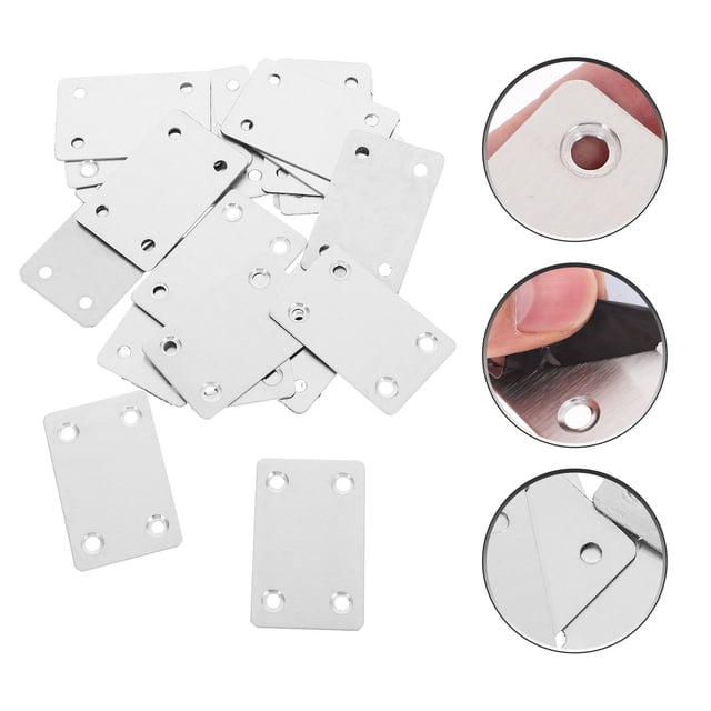 RENACLIPY 20Ud Soportes Planos Para Reparación De Muebles En Acero Inoxidable Color Plata