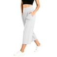 thumbnail image 4 of Khunlpohl Women's Capri Pants Wide Leg Elastic High Waist Yoga Casual Capris Pant Plain Loose Trousers with Pockets, 4 of 8