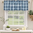 thumbnail image 3 of 2 Pack Valances for Windows, Blue Plaid Window Valances for Living Room/Bedroom/Bathroom, Modern Simple Watercolor Buffalo Lattice Light Filtering Kitchen Curtain Valance 42"W x18" L, 3 of 9