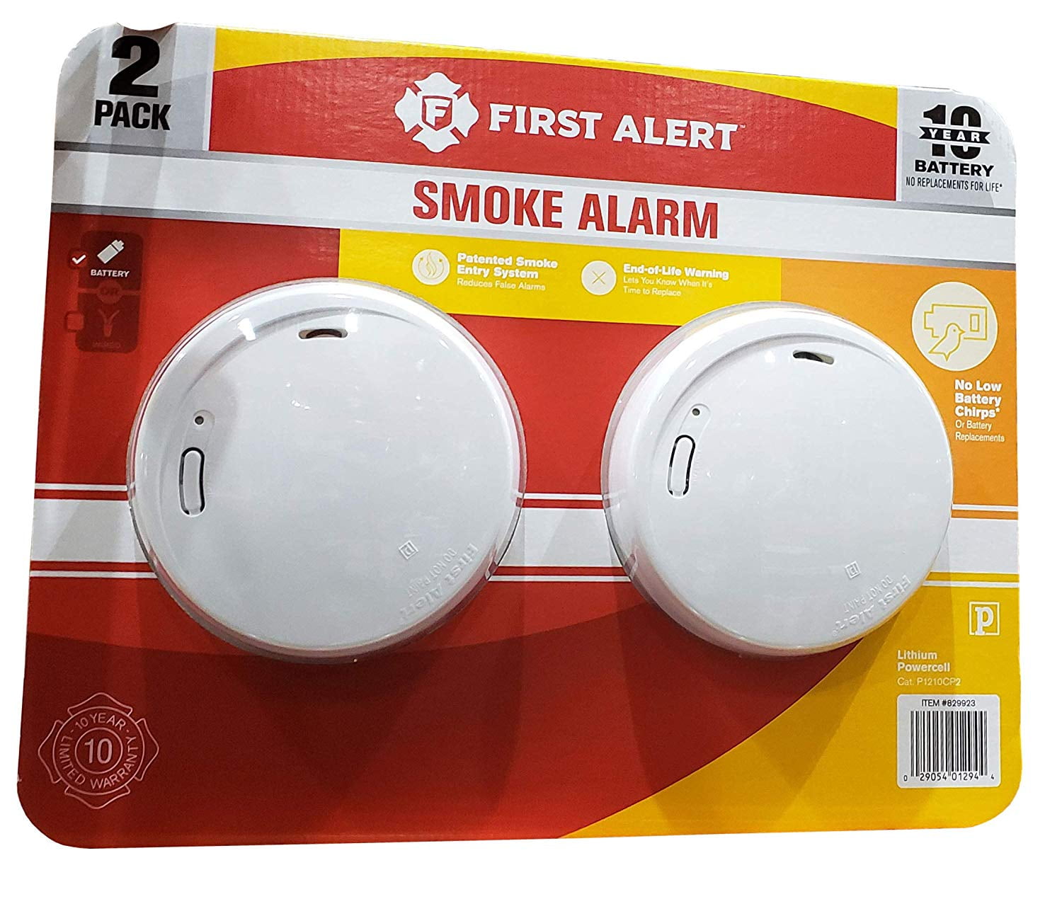 2-pack Ultra Slim Design First Alert 10-Year Photoelectric Smoke & Fire Alarm 