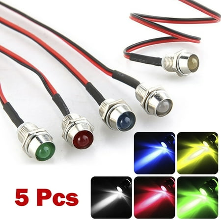 

Ruibeauty 5Pcs 12V 6mm LED Indicator Light Car Boat Dash Dashboard Panel Pilot Lamp