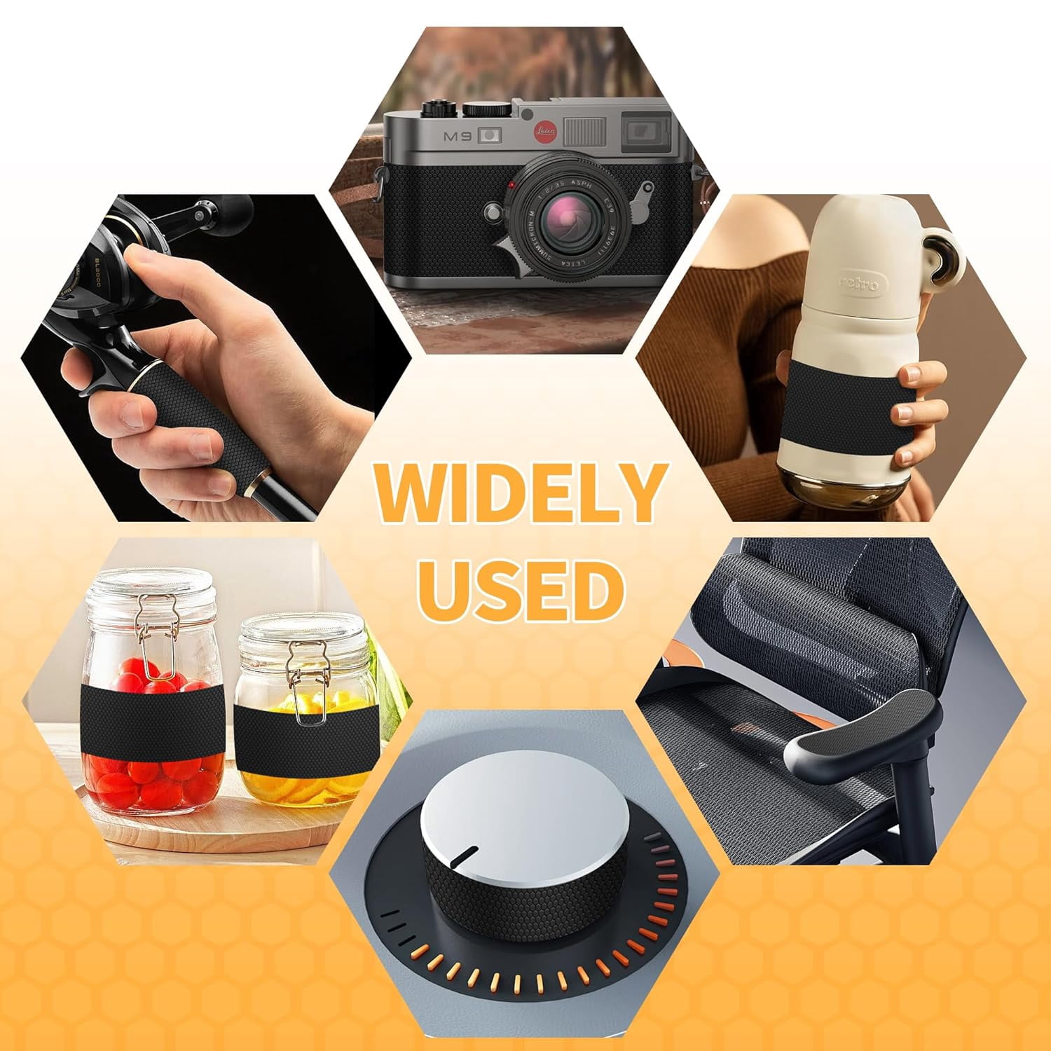 Rubber Grip Tape, 10 Pcs Strong Adhesive Non-Slip Tape, Enhanced Cuttable, Heat Resistant, Customizable with Grip for Handles and Contact Surfaces (Black, 6In x 9In)