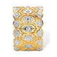 thumbnail image 2 of PalmBeach Jewelry Round Diamond Accent Two-Tone Wide Ring 18k Gold-Plated Scalloped, 2 of 5