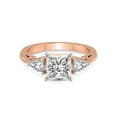 thumbnail image 3 of 2 Carat IGI Certified Princess Shape Lab Grown Diamond Engagement Ring | 14K Rose Gold | Leona Three stone Side Pear Shape Lab Diamond Ring | FG-VS1-VS2 Quality Friendly Diamonds, 3 of 5