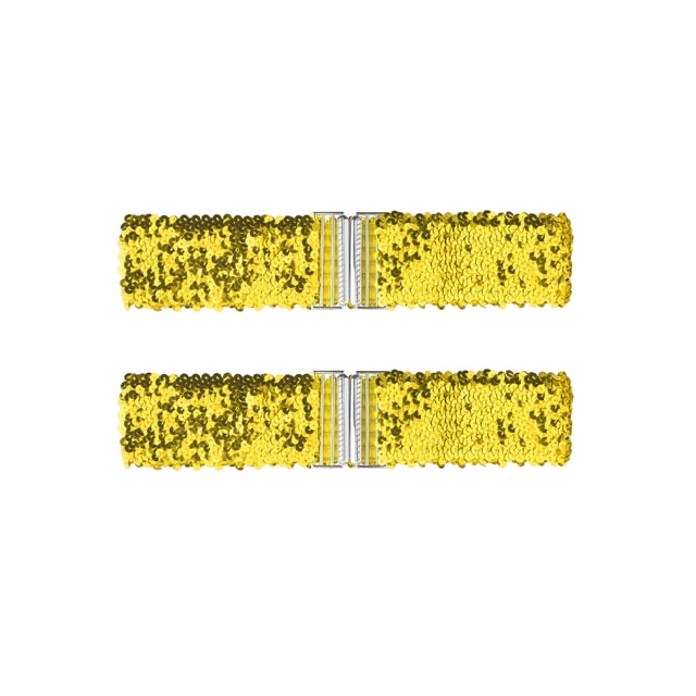 Cinturones Anchos Elásticos para Damas INSPIRE CHIC con Hebillas de Interconexión y Decoración de Lentejuelas Brillantes para Vestidos en Dorado