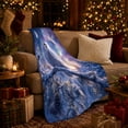 thumbnail image 3 of Magic Snowy Owl Winter Night Sky Enchanted Celestial, Peaceful Mountain Lake Scene, Warm Flannel Blanket for Cabin and Lodge, Outdoor Lovers Camping Gift, Fantasy Home Decor, 3 of 7
