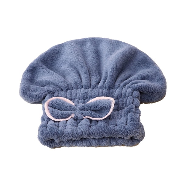 Moyic Envoltura de toalla de microfibra para secar el cabello con gorro de ducha con lazo, turbante para el cabello, gorro envolvente para el cabello, Juegos de accesorios de baño azul Moyic HA1838-02
