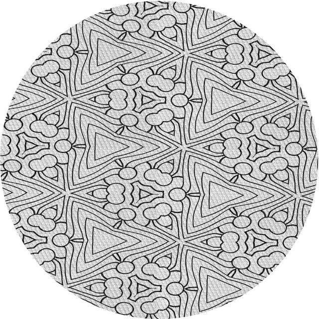 Ahgly Company Tapis de Zone Rond Gris Transitionnel pour Intérieur Lavable à la Machine, 6 Pieds Rond