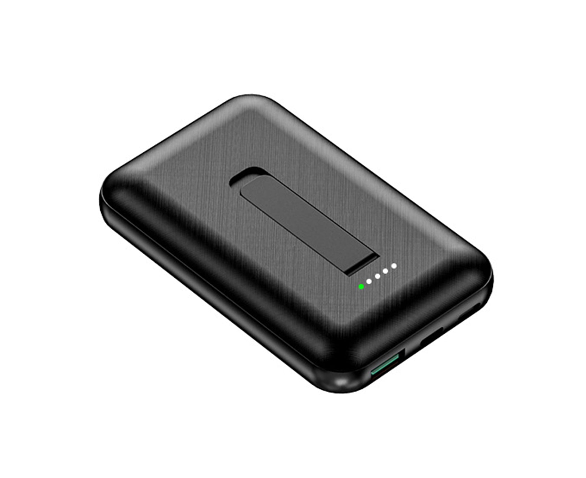 Wireless Charger Mini Fast Charging Portable Magnetic Power Bank with Holder for Mobile Phone-Black