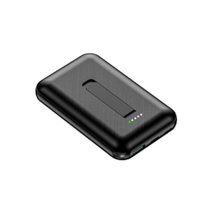 Chargeur sans fil Mini Charge rapide Portable Banque de puissance magnétique avec support pour téléphone mobile-Noir