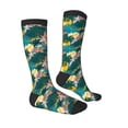 thumbnail image 3 of Picia Women Crew Soft Moisture-wicking Socks Hawaiian Style Pattern Design Cotton Socks, One Size fit All, 3 of 9