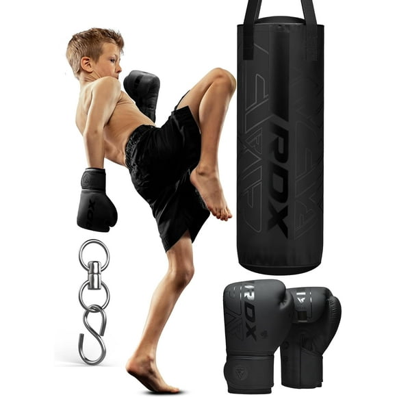 RDX Kids Punching Bag 2ft with Boxing Gloves, Heavy Filled Punching Set, Non Tear Junior Training Bag, Leather Boxing Bag, Kickboxing Boxing MMA Muay Thai Karate Workout