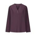 thumbnail image 4 of ZyeKqe Cotton Linen Tops for Women Dressy Casual Long Sleeve Shirts Button up V Neck Loose Fitted Tees Blouses, 4 of 6