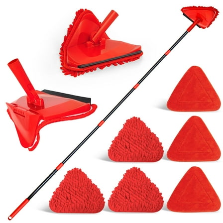 NEWE Wall Mop Cleaner with Long Handle (Red)