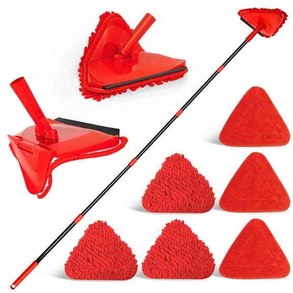 NEWE Wall Mop Cleaner with Long Handle (Red)