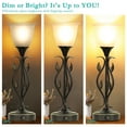 thumbnail image 5 of Set of 2 Touch Control Table Lamps, 3-Way Dimmable Torchiere Bedside Lamps with Dual USB Charging Ports, Leaf Body and Glass Shade Retro Lamps for Living Room, Bedroom, LED Bulb Included, 5 of 8