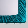 thumbnail image 4 of Queen Silk Satin Fitted Sheet, Soft Deep Pocket Sheet, Wrinkle Free, Non Fading, Breathable, Fully Elasticized, Blue Green, 4 of 5