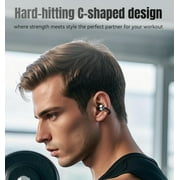 Clip on Earbuds Open Ear Wireless Bluetooth 5.4 Headphones with Mic,50H Play,Noise Cancelling,Waterproof,Sports Ear Buds,Lightweight Open Ear Headphones with C-Shaped Bridge,Workouts (Black)