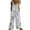 Blue-1, variant on Loose Linen Crew Neck Sleeveless Jumpsuits Button Retro Long Overalls with Pocket Print Summer Vacation Rompers