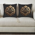thumbnail image 3 of Set of 2 18x18in Throw Pillow Covers - Elegant Black with Gold Floral Scroll Pattern Luxurious Decorative Cushion Cases for Couch Bed Car, 3 of 8