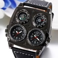 thumbnail image 3 of Reloj con brújula, reloj de cuarzo deportivo militar de doble zona horaria para hombres, negro con termómetro de brújula decorativo Excelente Rendimiento, 3 of 5