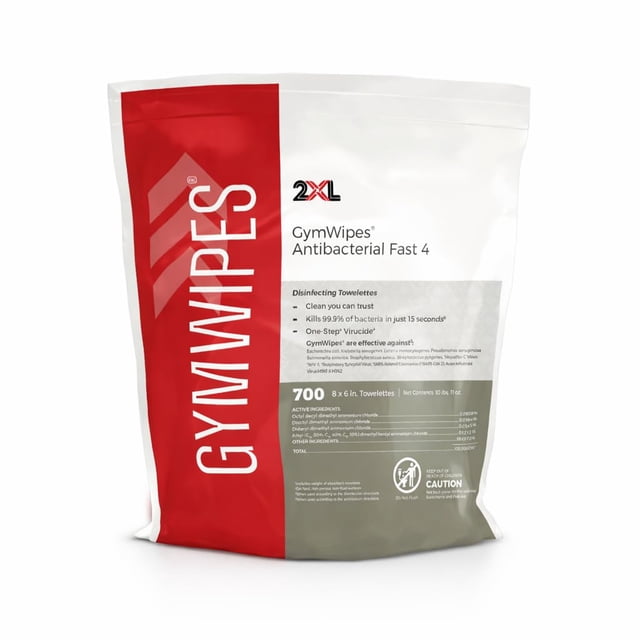 Toallitas antibacterianas 2XL GymWipes paquete de 4 rollos