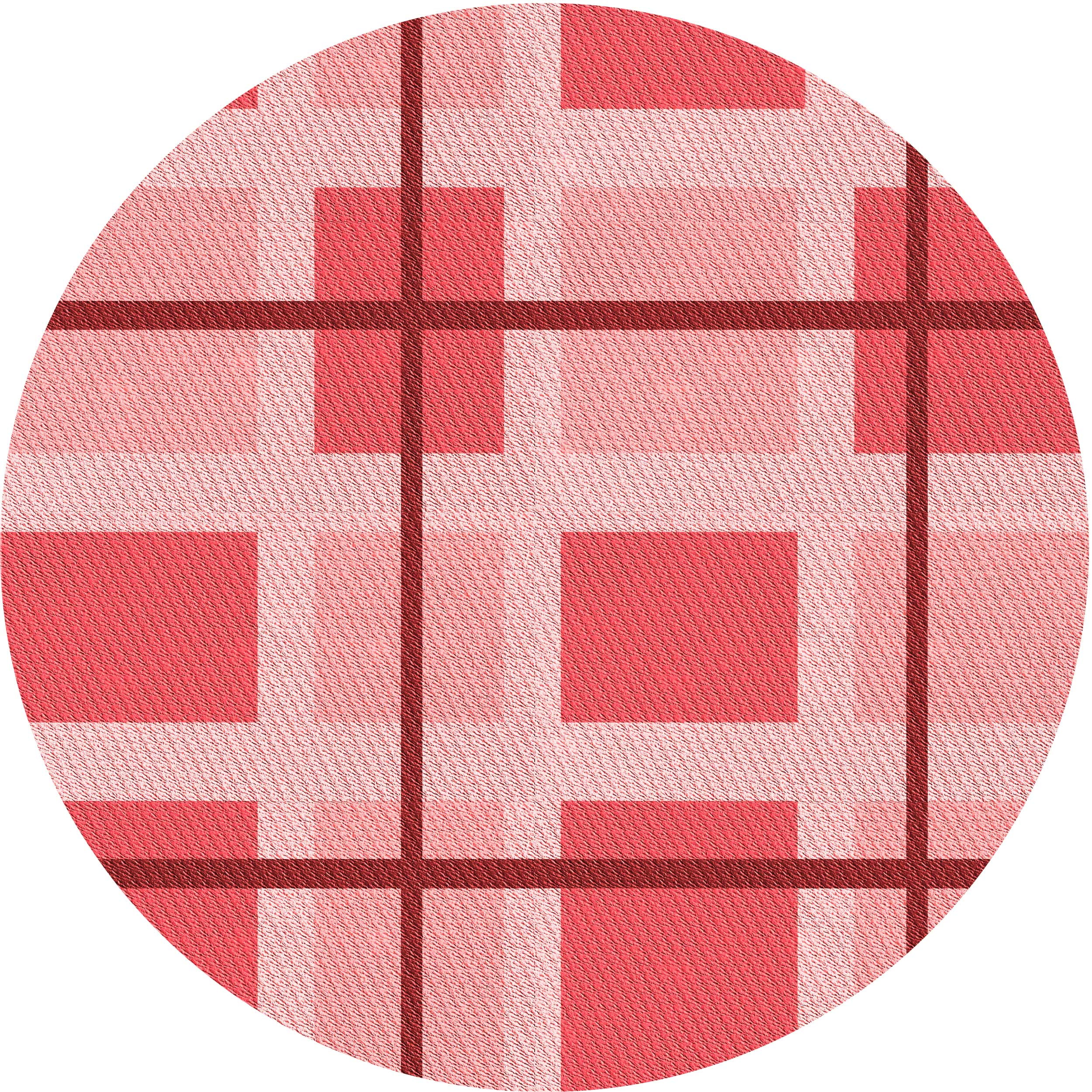 Ahgly Company Indoor Round Patterned Pastel Pink Area Rugs, 6' Round ...