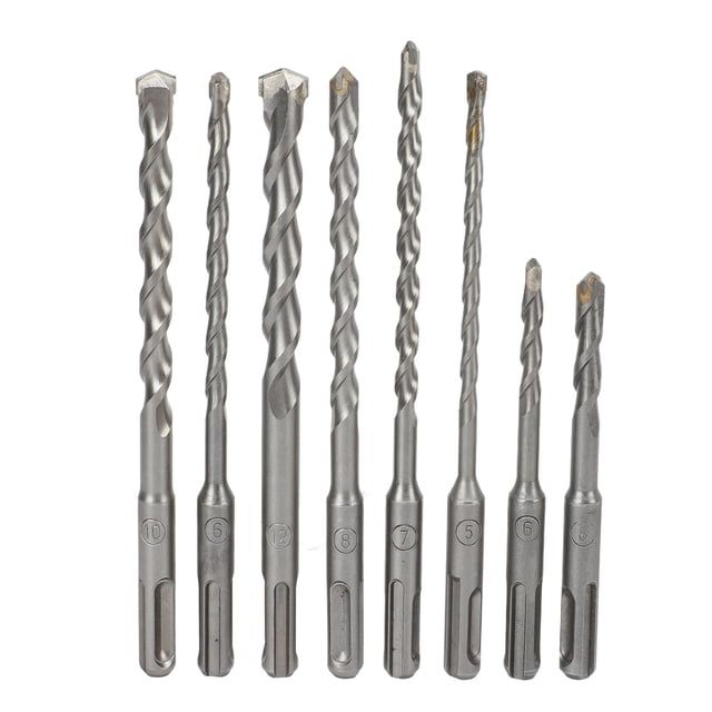Uadme Broca De Martillo, 8 Piezas Broca con Punta De Carburo Broca De Martillo Rotativo Juego De Herramientas De Perforación De 2 Flautas para Hormigón