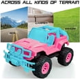 thumbnail image 4 of Coche RC para niñas, el más nuevo camión de control remoto todoterreno púrpura a escala 1:20, juguetes para vehículos de pie grande con baterías recargables y luz LED (camión Rc rosa) JM JM, 4 of 5