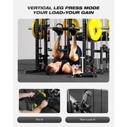 Mikolo Smith Machine Home Gym, All-in-One Power Rack with Smith Cage and Functional Trainer, Squat Rack with 2:1 Dual Pulley Cable System and Extended Forward Reach, Vertical Leg Press
