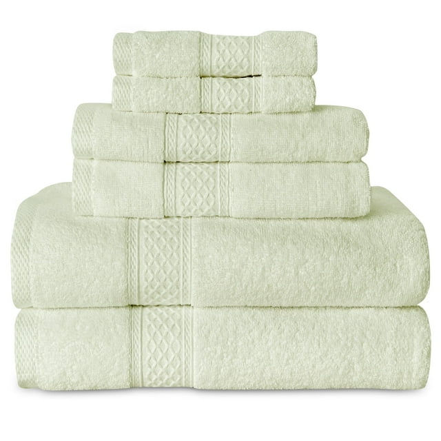Gogreen Juego de Toallas de Baño 100% Algodón de 6 Piezas, 2 Toallas de Baño, 2 Toallas de Mano y 2 Toallitas, Toallas Muy Absorbentes para Baño, Gimnasio, Hotel (Verde Salvia)
