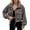 Black-#q008, variant on Dweltoz Women's Plaid Cropped Bomber Jacket Stand Collar Zip Up Wool Blend Coat Loose Long Sleeve Utility Windbreaker Fall Winter Casual Vintage Gingham Outerwear,Beige S