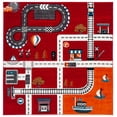 thumbnail image 2 of SAFAVIEH Carousel Kids Devan Train Track Area Rug, Red/Ivory, 5'3" x 5'3" Square, 2 of 11