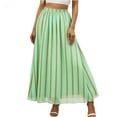 thumbnail image 3 of Jinhomg Womens Chiffon Long Skirt Elastic High Waist Striped Maxi Skirts Tiered Pleated A Line Boho Flowy Skirt, 3 of 8
