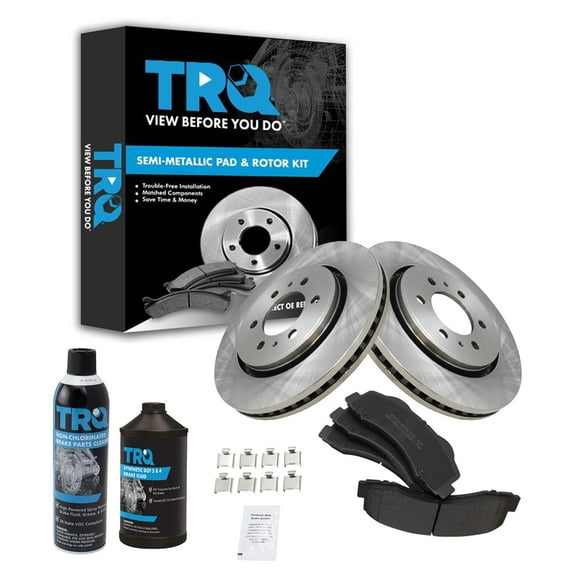TRQ Rotor & Brake Pad Semi Metallic Kit Front w/Chemicals BKA16654
