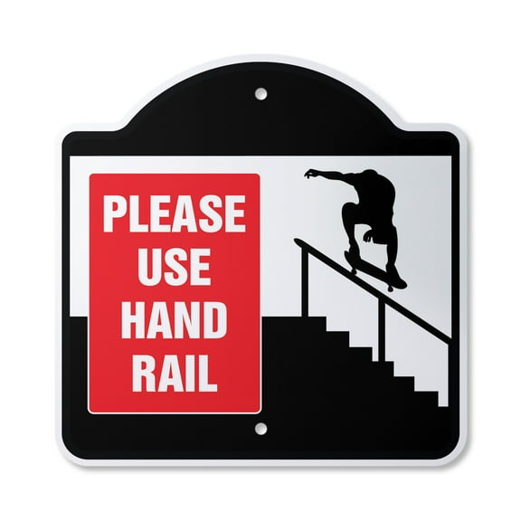 Please Use Hand Rail 10” x 10” Sign | Indoor/Outdoor Plastic | SignMission Designer Skateboard Skating Skate Novelty Gift Funny Joke Gag Road Garage