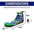 thumbnail image 5 of HeroKiddo 16 FT Inflatable Waterslide, Purple Tropical Commercial Grade with Splash Pool for Kids & Adults, Wet/Dry Use, 5 of 9