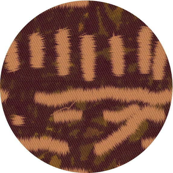 Ahgly Company Machine Washable Indoor Round Transitional Orange Area Rugs, 4' Round