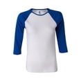 thumbnail image 2 of Ladies' Baby Rib 3/4-Sleeve Contrast Raglan T-Shirt - WHITE/ TR ROYAL - S, 2 of 3