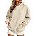 thumbnail image 2 of Oiangi Oversized Hoodie for Women Long Sleeve Pullover Sweatshirts Casual Basic Cozy Pockets Sweatshirt for Fall Winter Beige L, 2 of 6