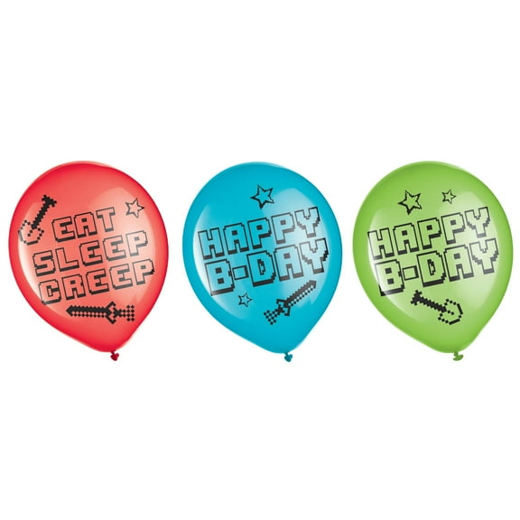 Pixel Party Latex Balloons (6ct)